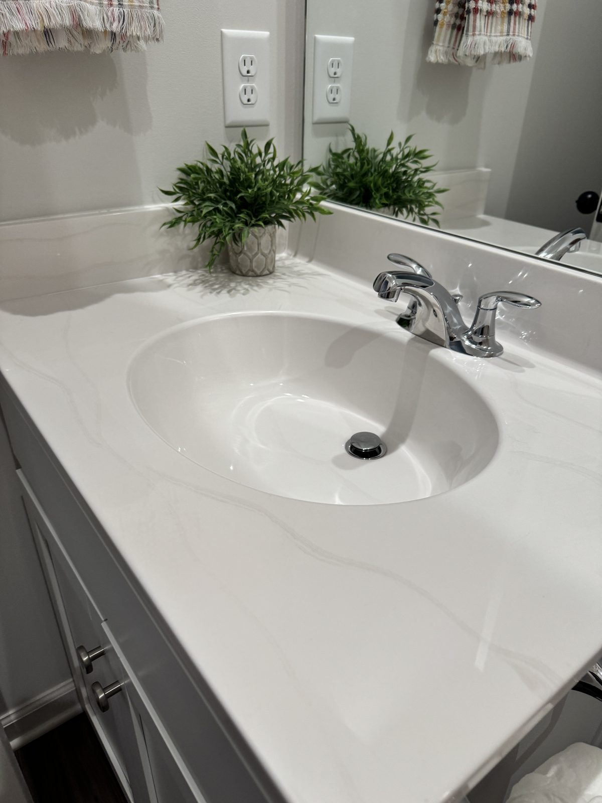 Sparkling clean bathroom vanity after a deep cleaning