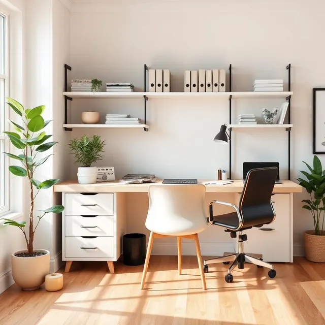 Tidy, dusted office workspace after a Veras Maids cleaning